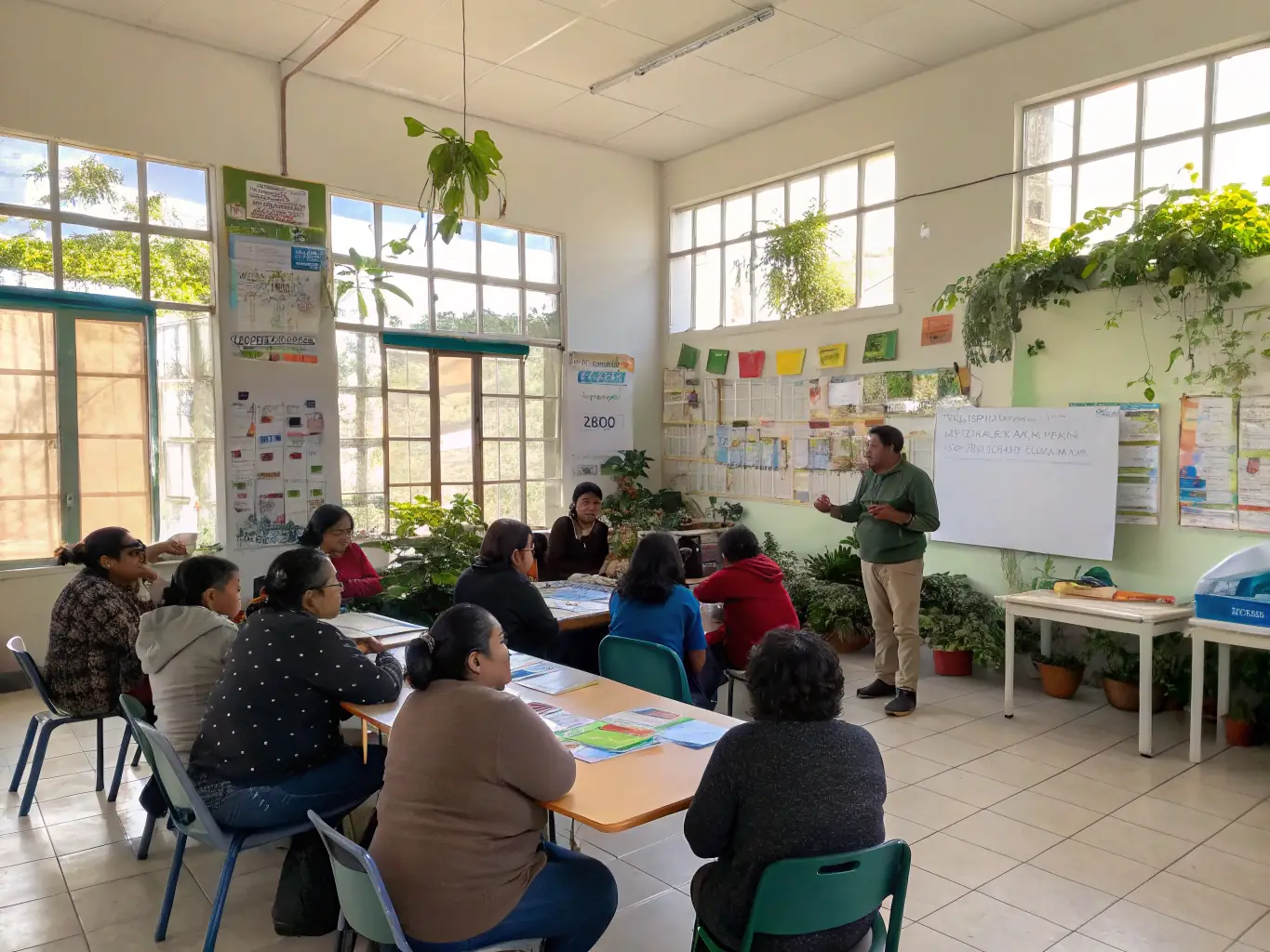 A heartwarming image of community members participating in a local sustainability workshop, illustrating the association's focus on community engagement and education.