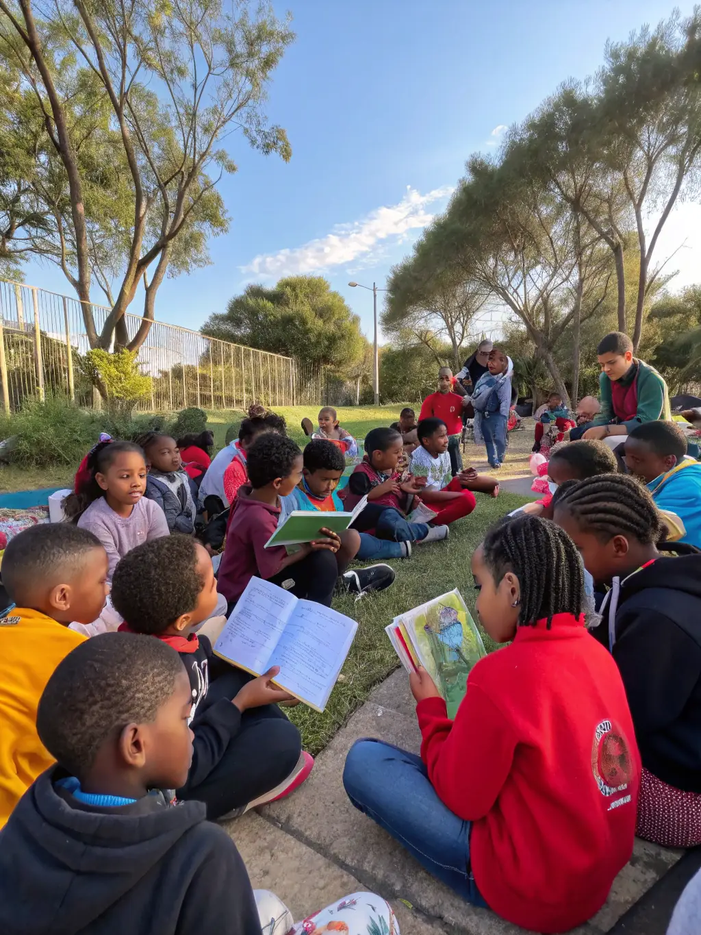 A group of children participating in an educational workshop about local ecosystems, emphasizing the association's commitment to environmental education.