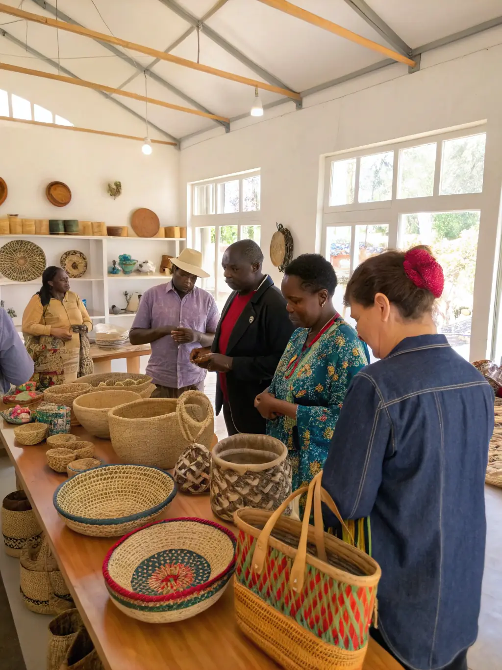 A photo of local artisans showcasing their crafts at a community fair supported by the ASSOCIATION CEZALLIER VALLEE DE LA SIANNE.